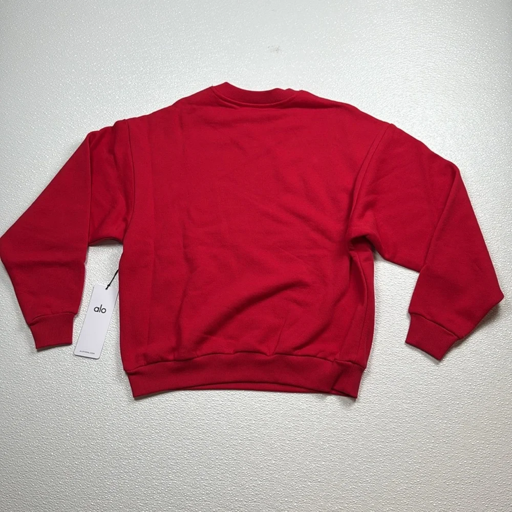NWT ✨ Alo Yoga Accolade Crew Neck Pullover Bold Red Size X-Small LIMITED EDITION
